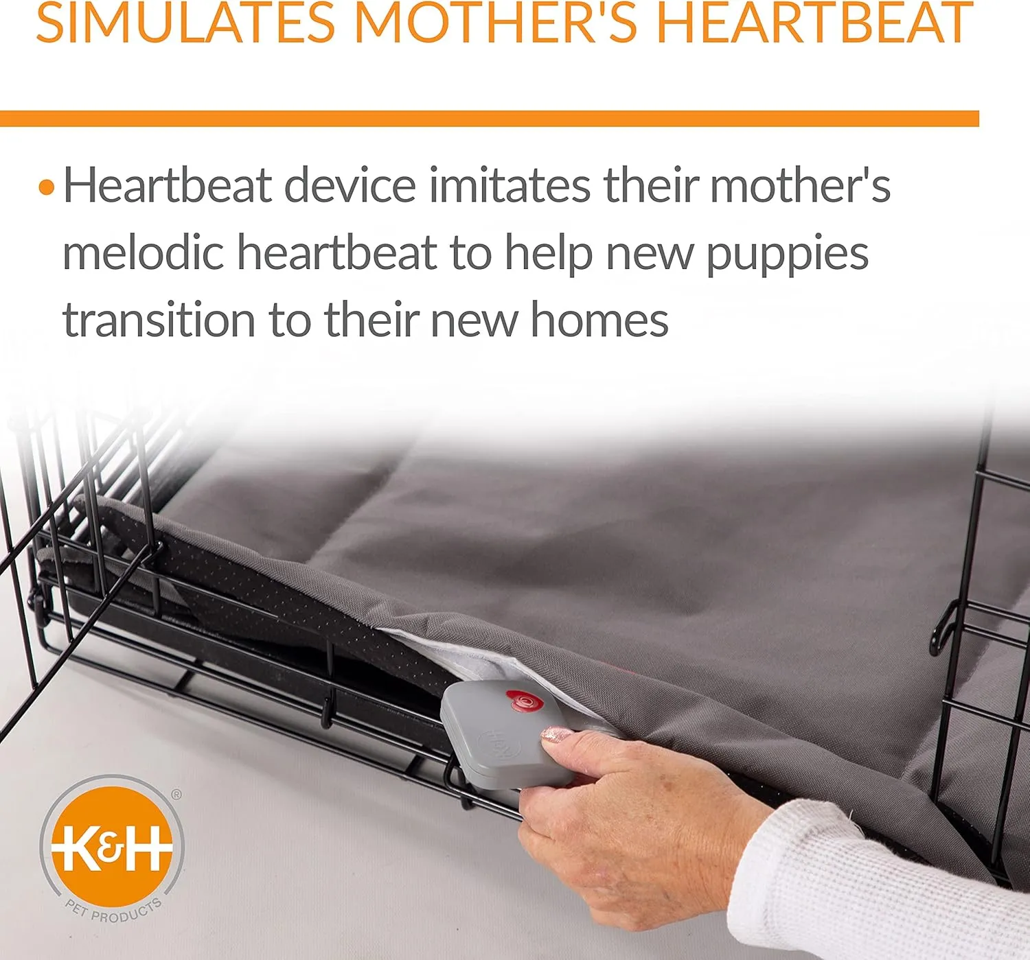 K&H Pet Products Mothers Heartbeat Puppy Crate Pad Water-Resistant Gray Medium/Large Breed Beat 21 X 31 Inches