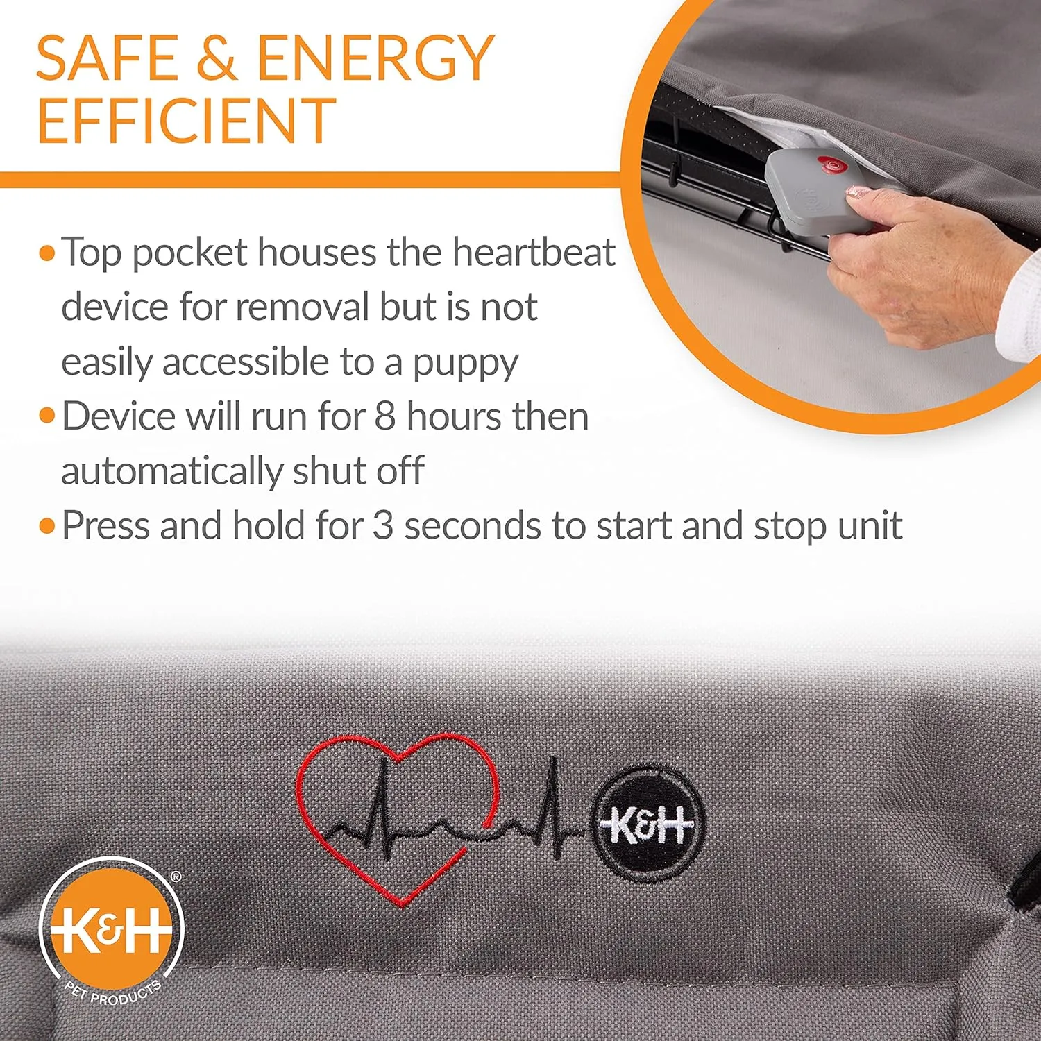 K&H Pet Products Mothers Heartbeat Puppy Crate Pad Water-Resistant Gray Medium/Large Breed Beat 21 X 31 Inches