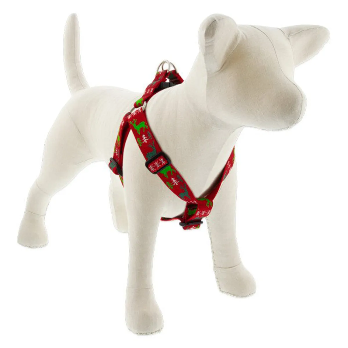 Lupine Step In Dog Harness 1" Wide 24"-38" Girth Happy Holidays Red