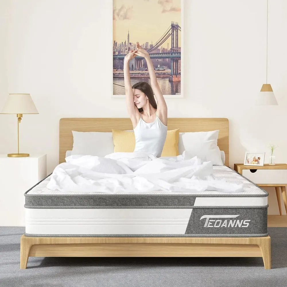 LuxeSleep Hybrid King Mattress - 10 Inch Memory Foam & Pocket Spring