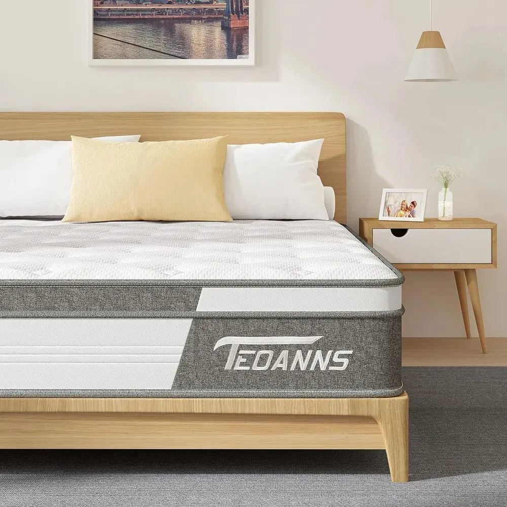 LuxeSleep Hybrid King Mattress - 10 Inch Memory Foam & Pocket Spring