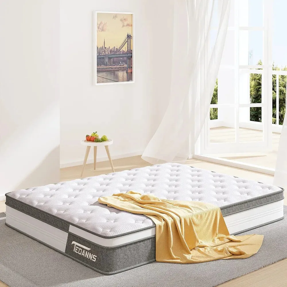 LuxeSleep Hybrid King Mattress - 10 Inch Memory Foam & Pocket Spring