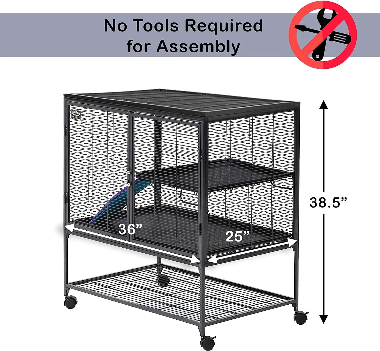 MidWest Homes for Pets Deluxe Critter Nation Single Unit Small Animal Cage, Assembled Cage is 91.44 L x 60.96 W x 62.23 H centimeters Gray Quartz, Model 161