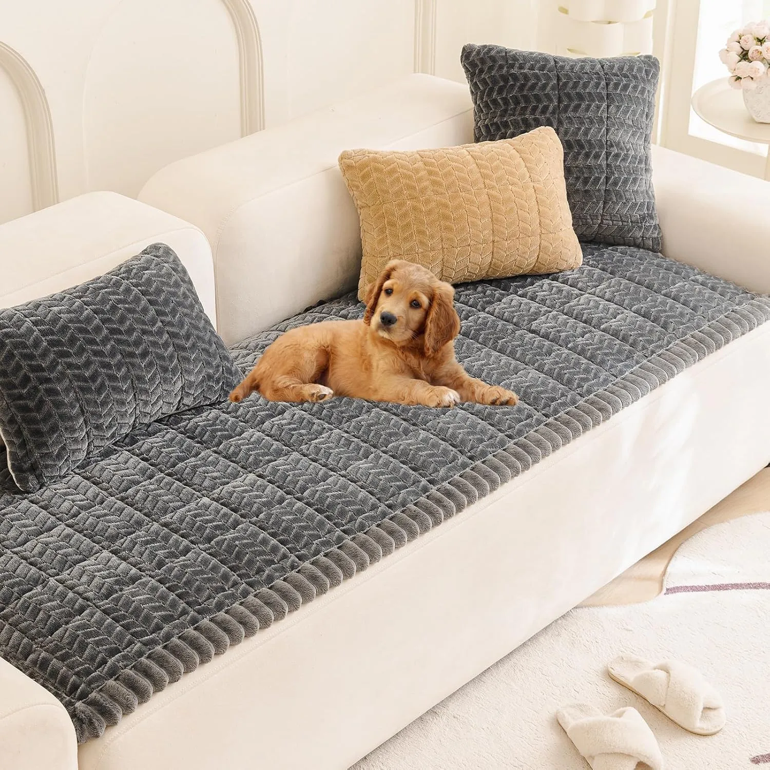 Mivnue Couch Covers for Dogs Washable Pet Sofa Protector Dog Cover Non Slip Couches and Sofas Pets Mats (Dark Grey, 27.6" x 70.9")