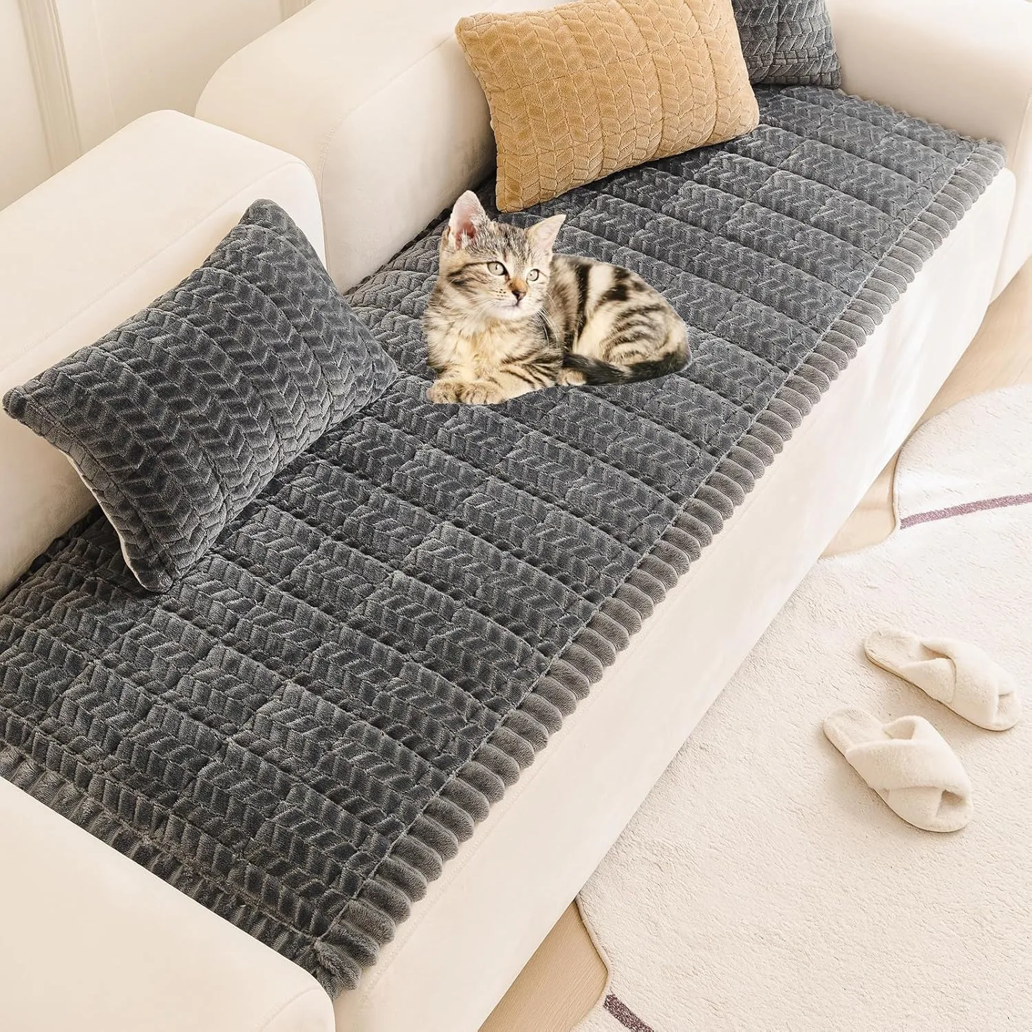 Mivnue Couch Covers for Dogs Washable Pet Sofa Protector Dog Cover Non Slip Couches and Sofas Pets Mats (Dark Grey, 27.6" x 70.9")