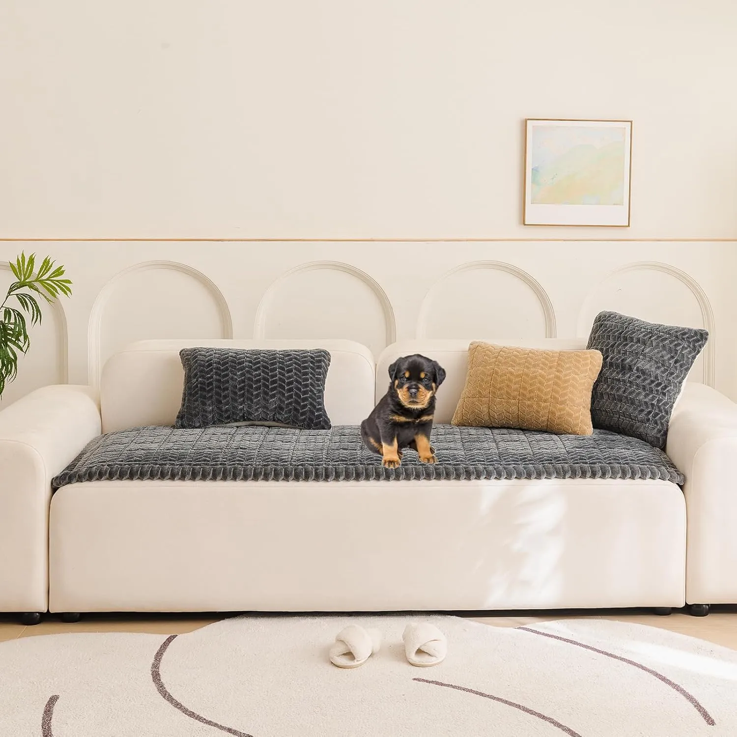 Mivnue Couch Covers for Dogs Washable Pet Sofa Protector Dog Cover Non Slip Couches and Sofas Pets Mats (Dark Grey, 27.6" x 70.9")