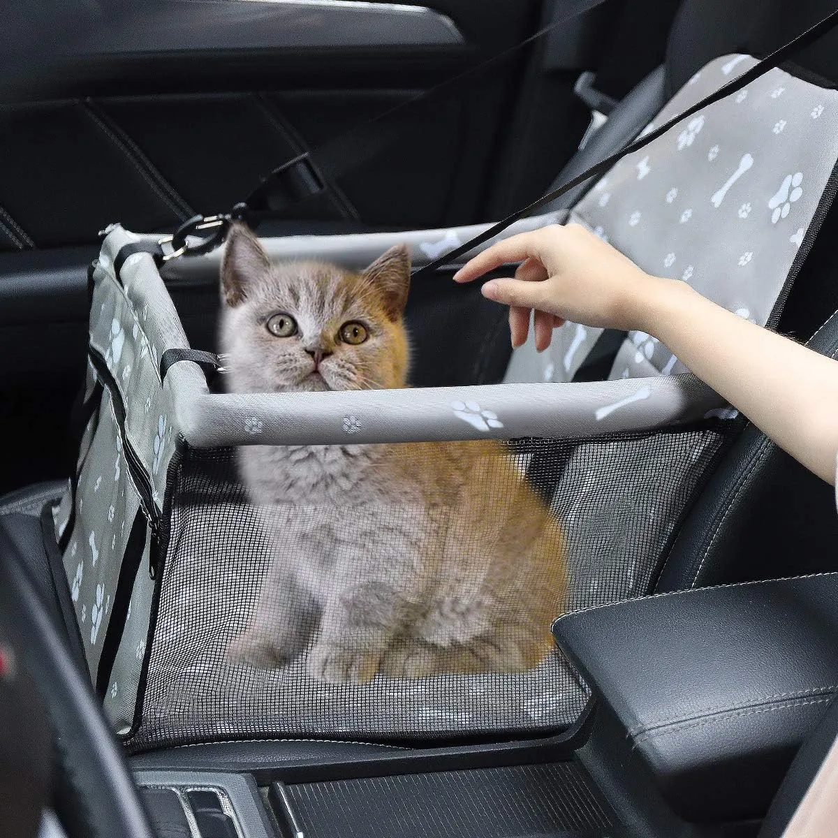 Myuilor Pet Dog Car Booster Seat Carrier,Portable Foldable Carrier with Seat Belt for Dog Cat up to 30lbs 