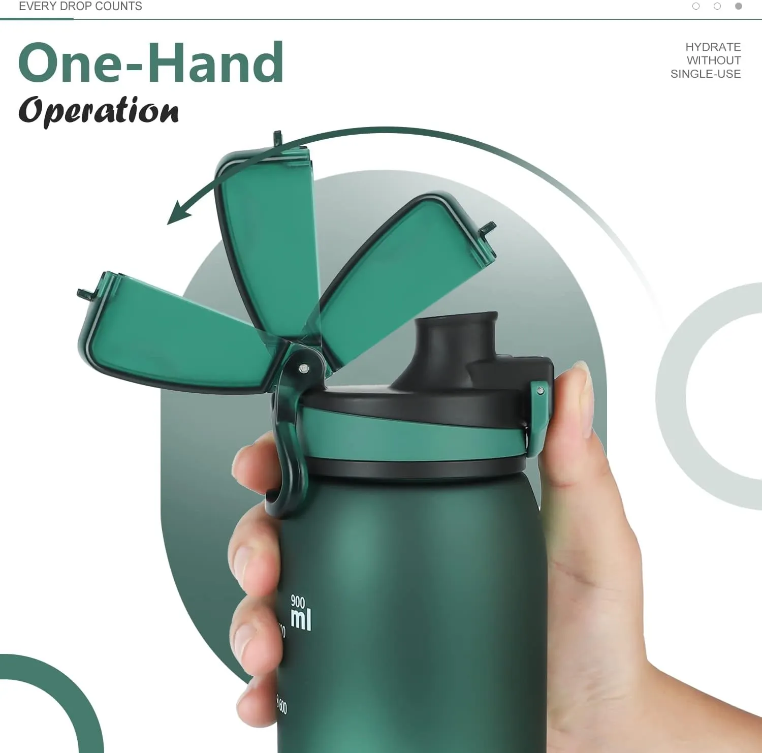 Opard 30oz/32oz Sports Water Bottle with Leak Proof Flip Top Lid BPA Free Tritan Reusable Plastic for Gym and Outdoor, Travel Water Bottle with Straw