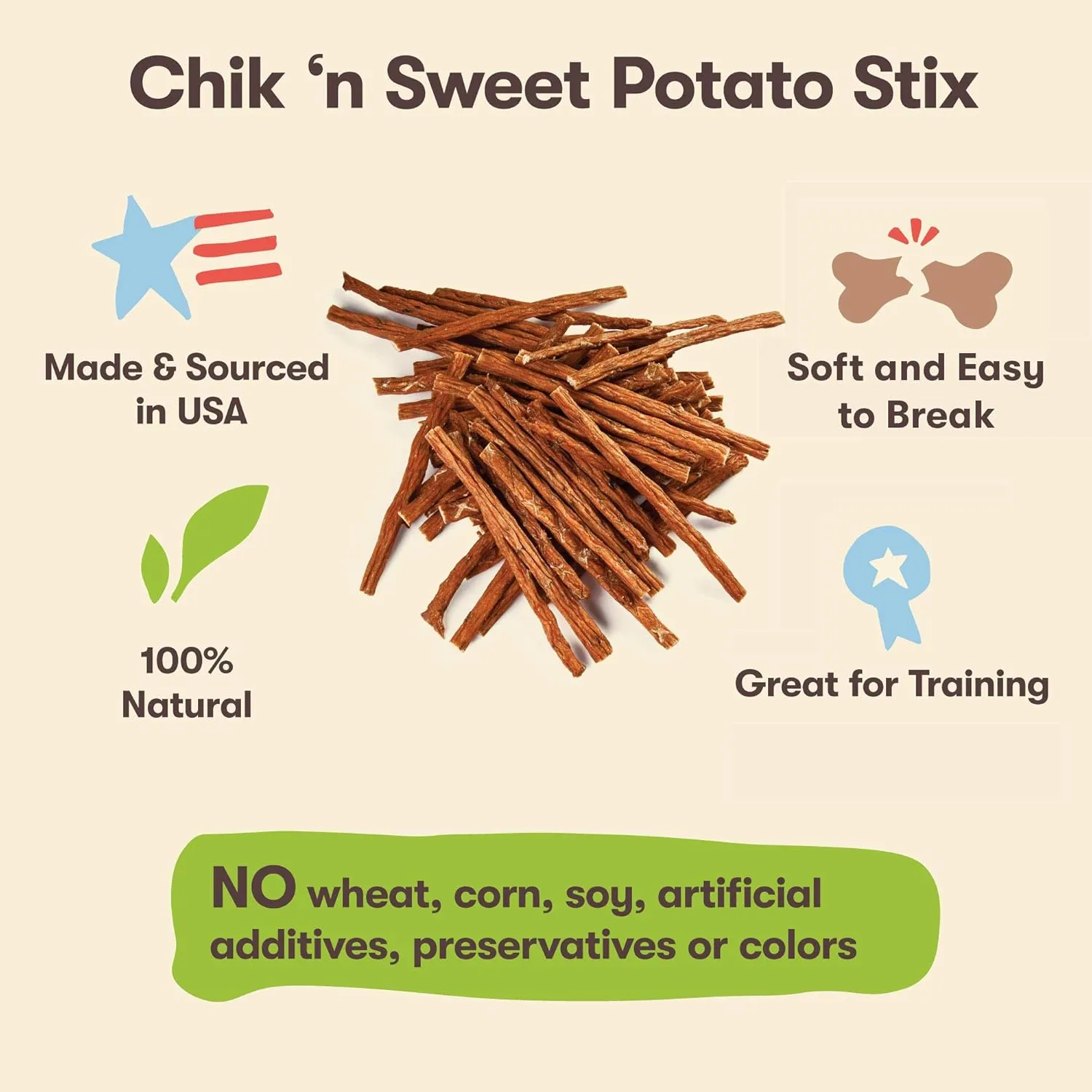 Pet 'n Shape Chik 'n Sweet Potato Stix Dog Treats  Made and Sourced in the USA - 14 Ounce