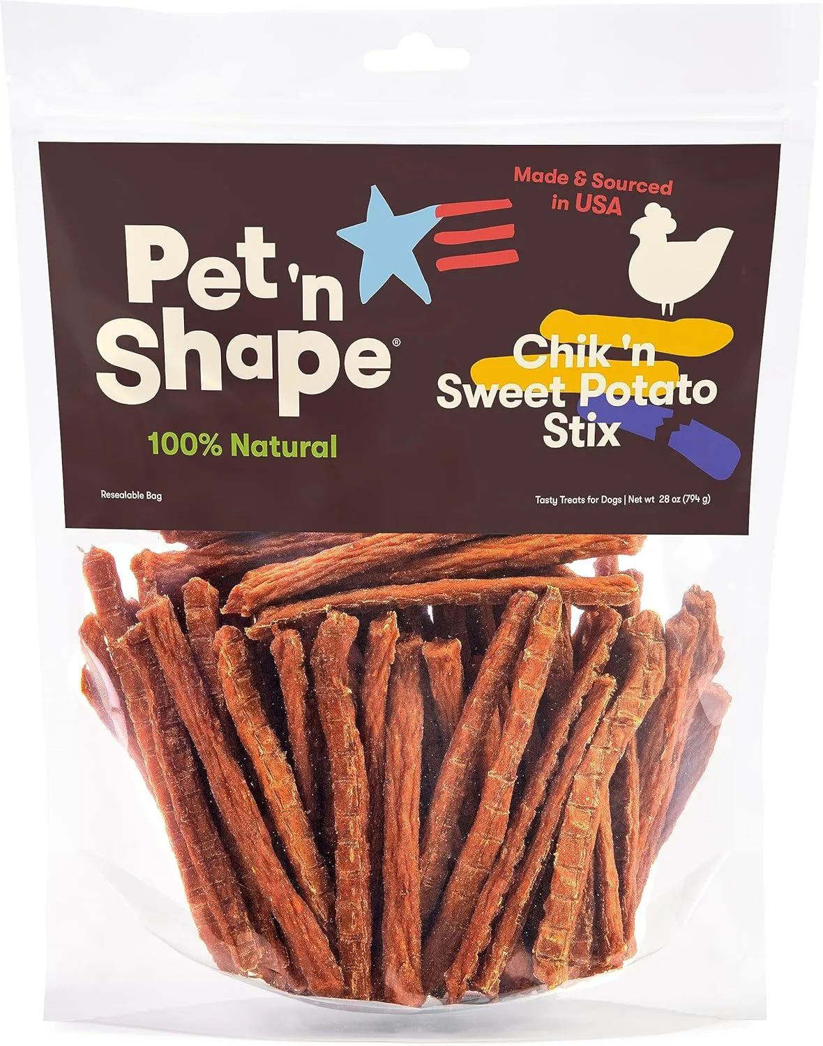 Pet 'n Shape Chik 'n Sweet Potato Stix  Made and Sourced in The USA- Natural Healthy Dog Treats, 28 Ounce