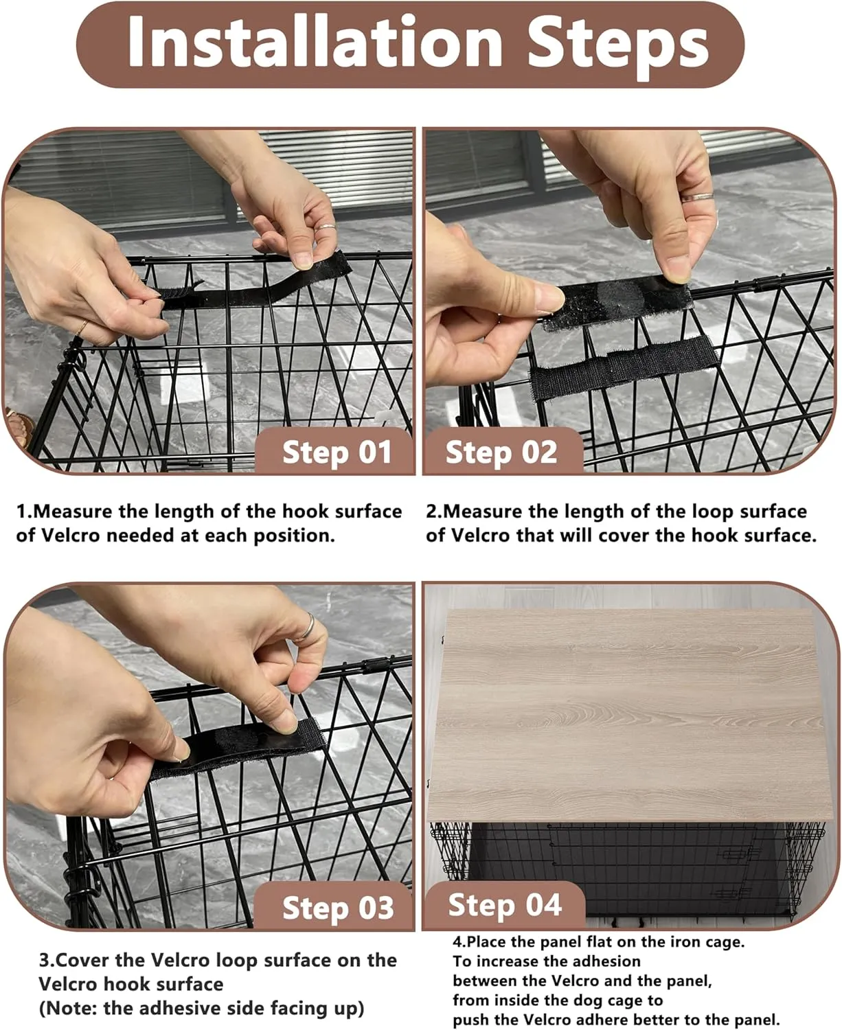 Piskyet Dog Crate Topper Wood Countertop for 48 42 36 30 24 inch Dog Cage, Dog Crate Cover,Dog Kennel Topper(Crate Not Include) (Rustic Brown, for 42 Inch Crate)