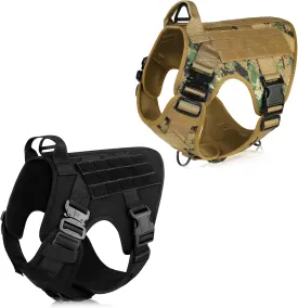 rabbitgoo Tactical Dog Harness for Large Dogs, Heavy Duty Dog Harness with Handle, No-Pull Service Dog Vest Large Breed, Adjustable Military Dog Vest Harness for Training Hunting Walking