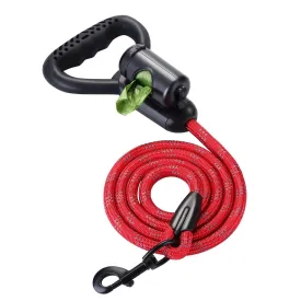 Reflective Durable 2-in-1 Dog Leash 5ft Hands-Free Waste Bag Dispenser