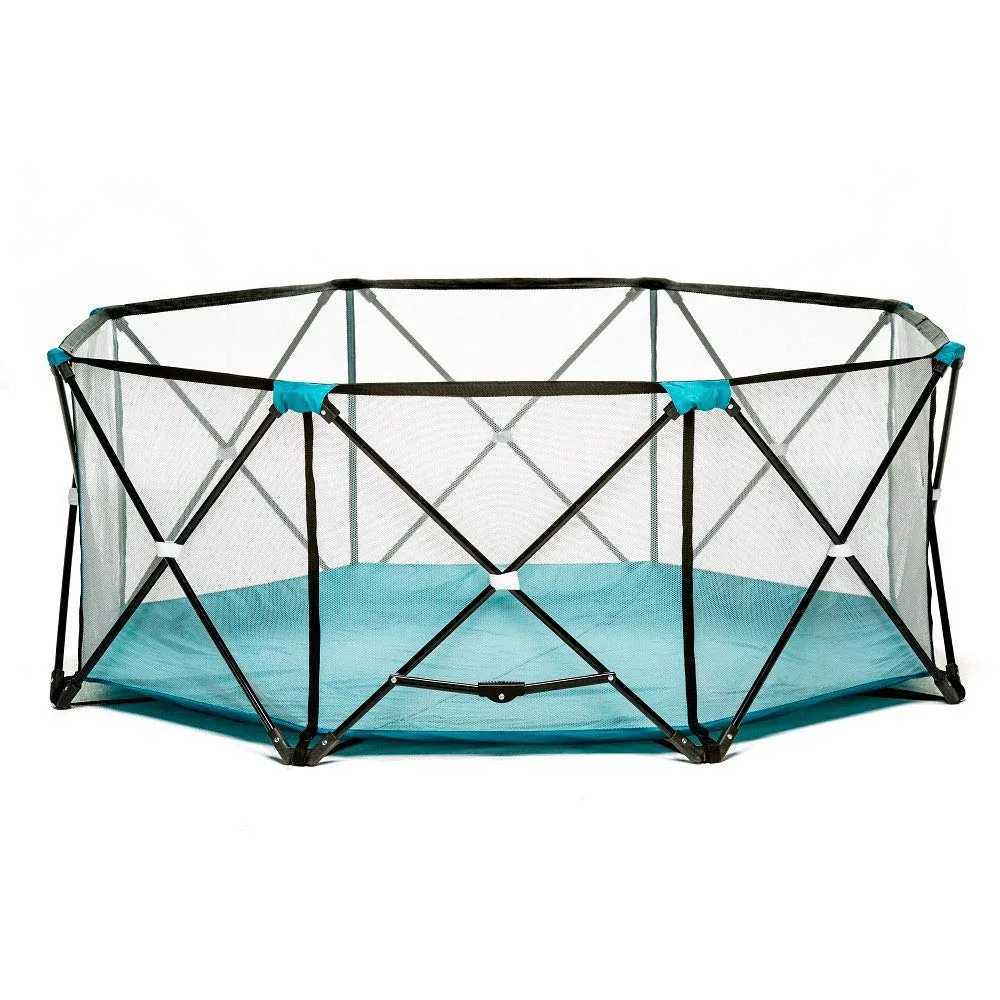 Regalo My Play Deluxe Extra Large Portable Play Yard Indoor and Outdoor, Bonus Kit, Washable, Teal, 8-Panel