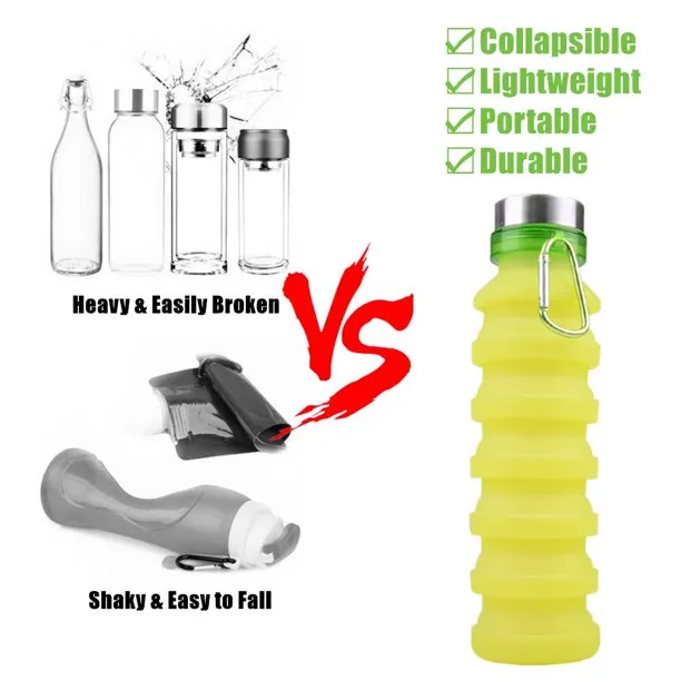 Reusable Silicone Foldable Sport Water Bottle