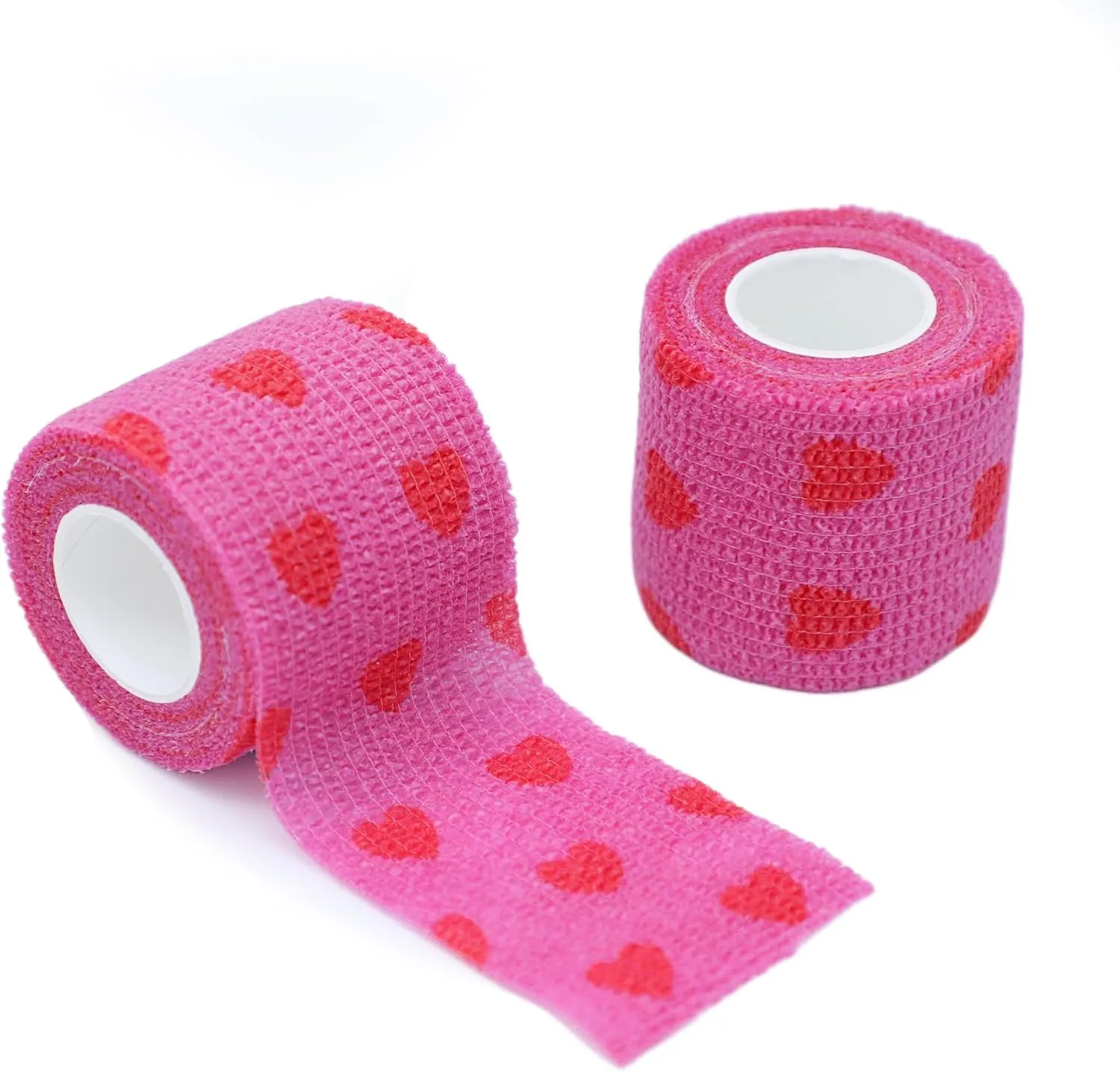 Self Adhesive Bandage Wrap Animal Cohesive Bandage Self Adherent Wrap First Aid Tape for Dogs Cats Horses Birds & Wrist Healing Ankle Sprain (2 Inch Heart 6 Rolls)