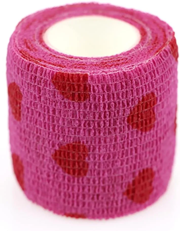 Self Adhesive Bandage Wrap Animal Cohesive Bandage Self Adherent Wrap First Aid Tape for Dogs Cats Horses Birds & Wrist Healing Ankle Sprain (2 Inch Heart 6 Rolls)