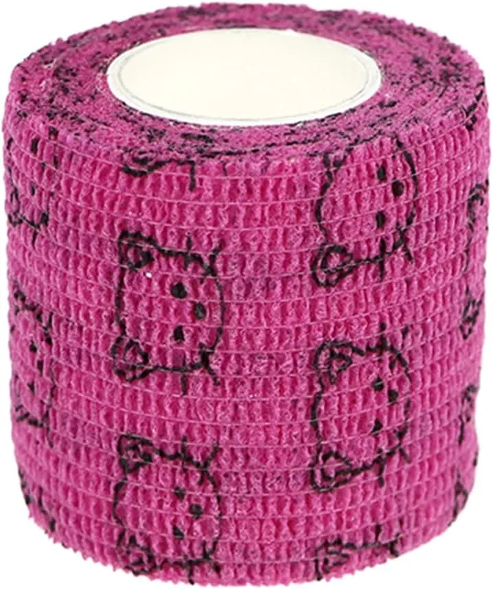 Self Adhesive Bandage Wrap Animal Cohesive Bandage Self Adherent Wrap First Aid Tape for Dogs Cats Horses Birds & Wrist Healing Ankle Sprain (2 Inch Heart 6 Rolls)