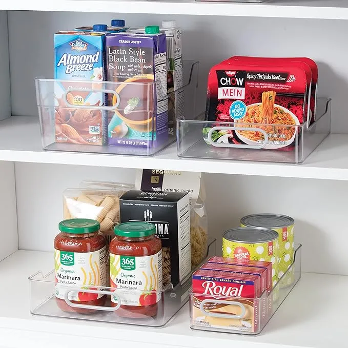 SharpChef Storage Bins with Handles for Organization in Pantry, Cabinet, Fridge or Freezer Shelves