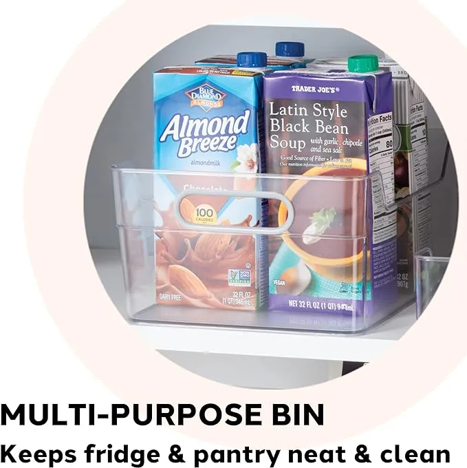 SharpChef Storage Bins with Handles for Organization in Pantry, Cabinet, Fridge or Freezer Shelves