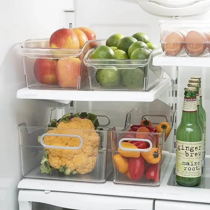 SharpChef Storage Bins with Handles for Organization in Pantry, Cabinet, Fridge or Freezer Shelves