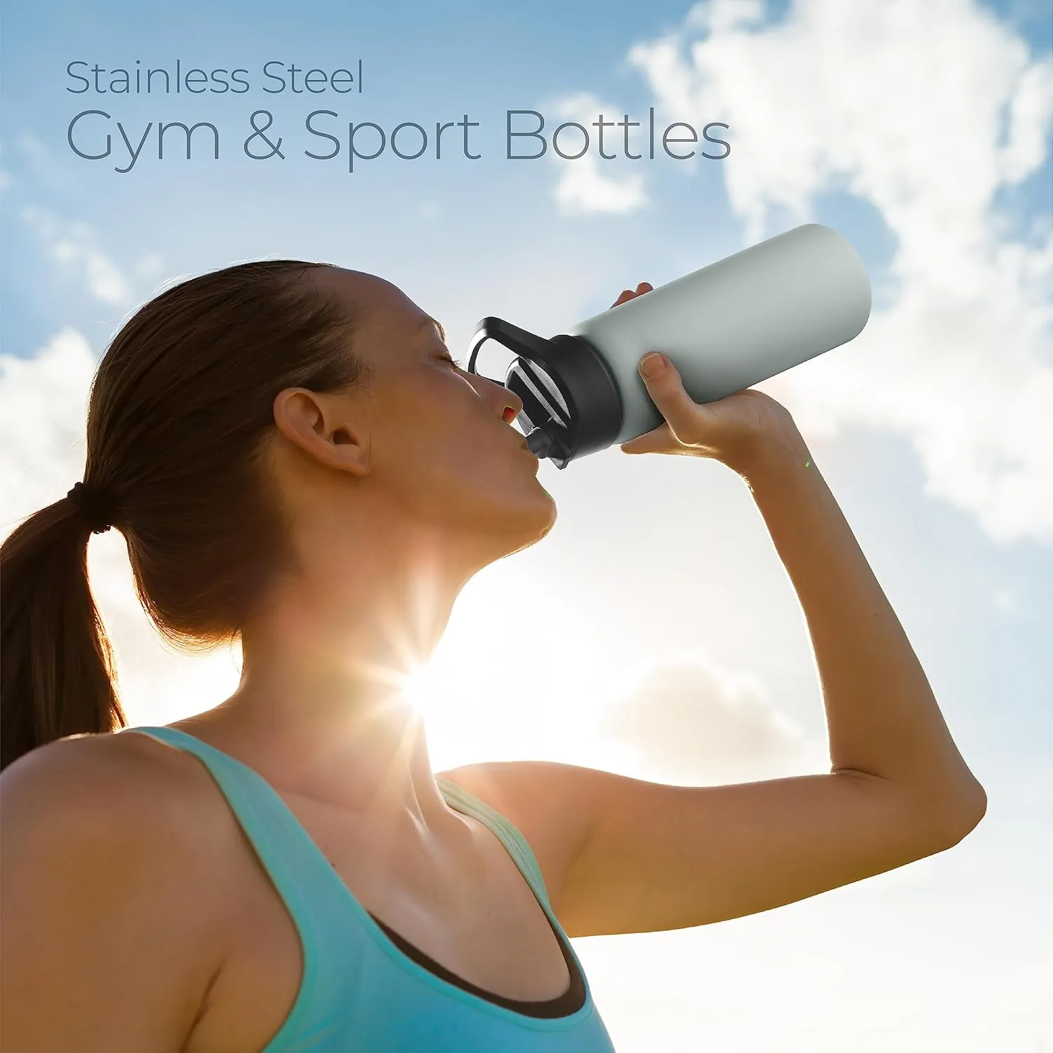 SipX Triple-Insulated Stainless Steel Water Bottle 25oz. With 3 Lids, BPA-Free Reusable Insulated Water Bottle Keeps Cold 24 Hours, Metal Water Bottle Made Of Sustainable Material For Hiking & Biking