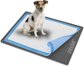 Skywin Pee Pad Holder Tray 28 x 34 Inches, Silicon Puppy Pad Holder, No Spill, Easy to Clean and Store (Grey)