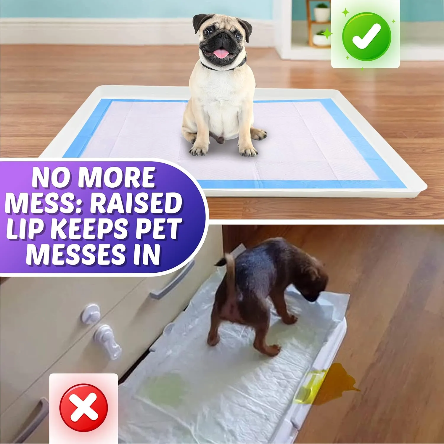 TidyFriend Dog Pee Pad Holder Tray 28 x 34 Inches, Puppy Pad Holder Tray, Easy to Clean and Store Pee Pad Holder for Dogs, Silicon Training Pad Holder, No Spill Puppy Pad Holder (White)