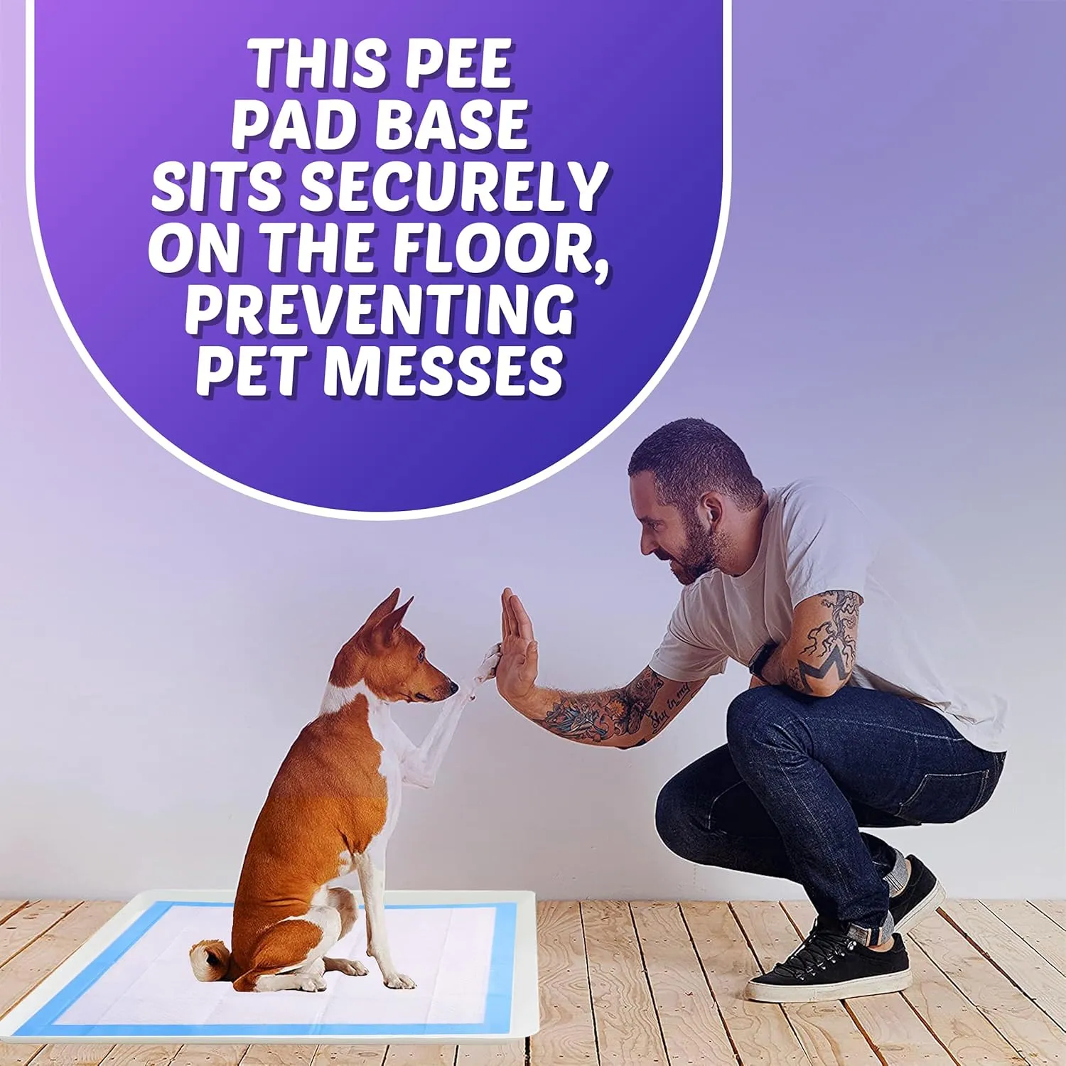 TidyFriend Dog Pee Pad Holder Tray 28 x 34 Inches, Puppy Pad Holder Tray, Easy to Clean and Store Pee Pad Holder for Dogs, Silicon Training Pad Holder, No Spill Puppy Pad Holder (White)