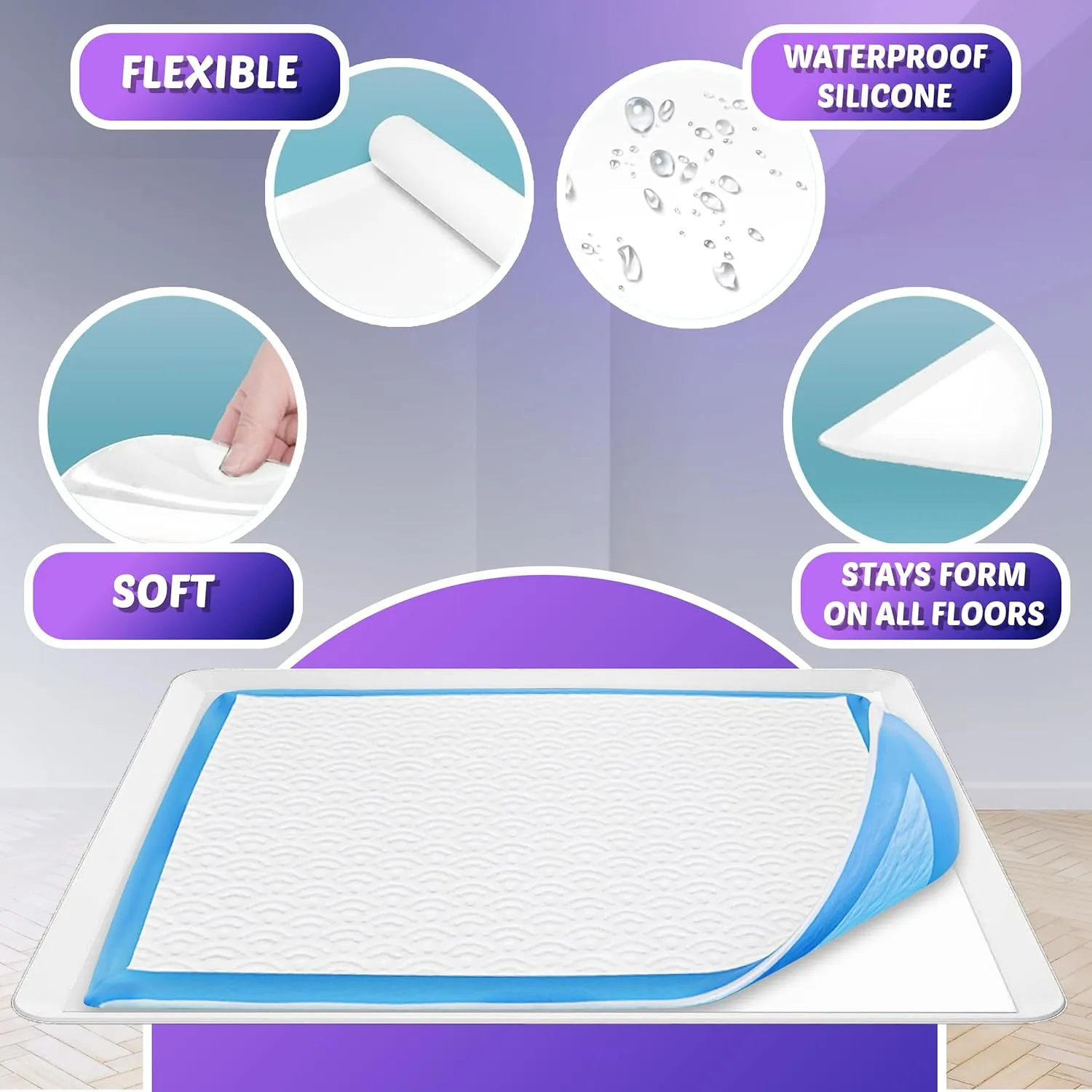 TidyFriend Dog Pee Pad Holder Tray 28 x 34 Inches, Puppy Pad Holder Tray, Easy to Clean and Store Pee Pad Holder for Dogs, Silicon Training Pad Holder, No Spill Puppy Pad Holder (White)
