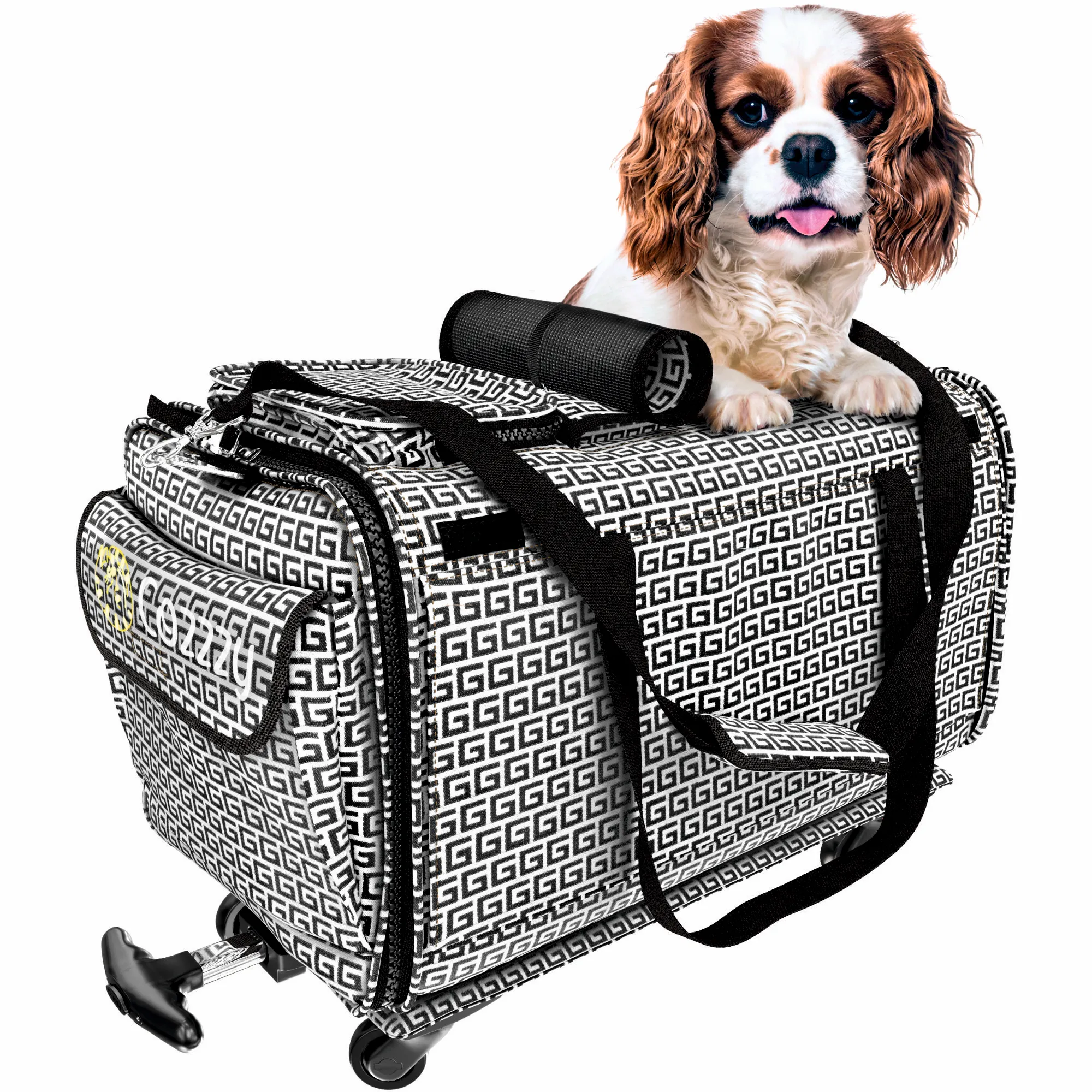 TOPITOP Cozzzy Pet Carrier with Wheels Soft Sided, Handle, Breathable Rolling Pet Carrier, Removable Wheels Travel Carrier for Dogs, Cats up to 22 lbs