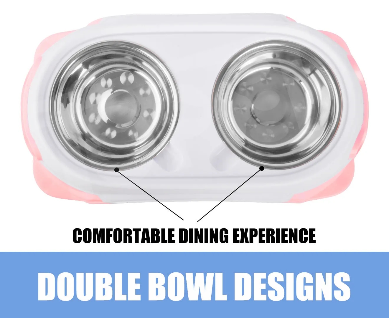 truepal Dual Elevated Raised Pet Dog Puppy Feeder Bowl Stainless Steel Food Water Stand