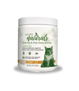 Vetality Naturals Oral Flea & Tick Chews for Cats, 120 ct