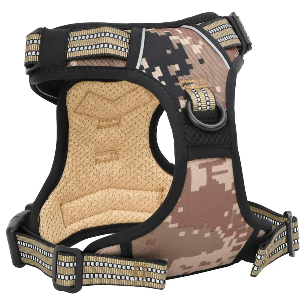 vidaXL Dog Harness with Lead & Collar Adjustable Camouflage Brown L
