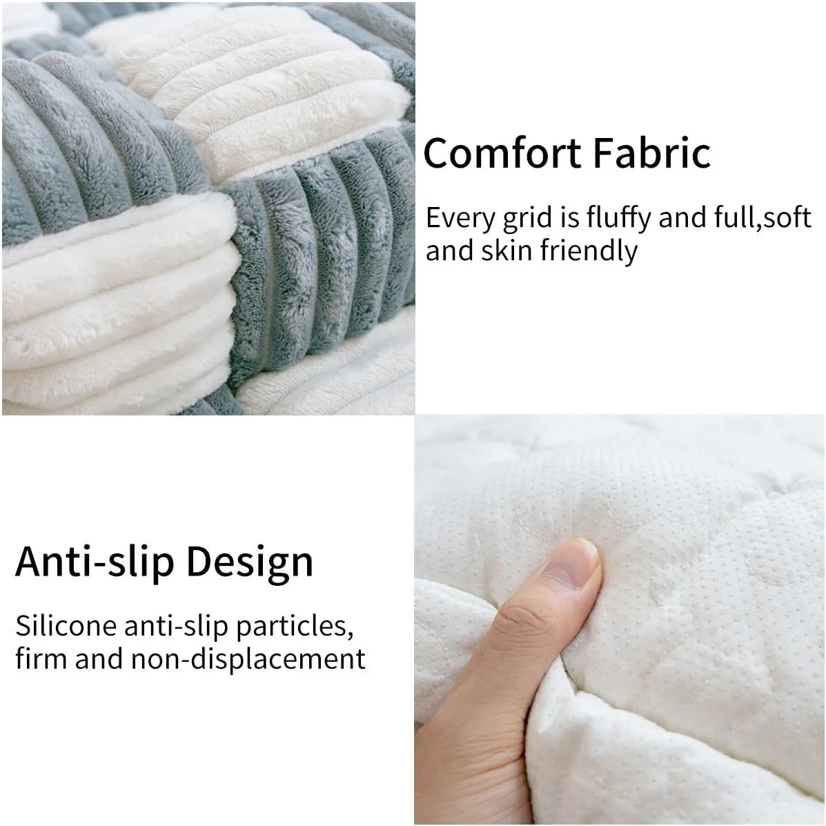 VISTABLUE Fuzzy Couch Covers for Pets, Couch Protector for Dogs Garden Chic Cotton Protective Couch Cover, Pet Mat Bed Couch Cover (Grey, 27.6 x 70.9in)