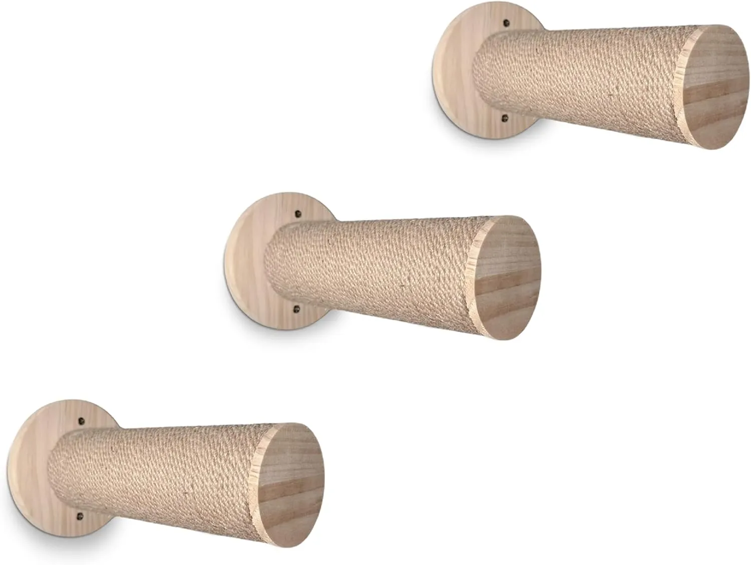 Wall-Mounted Cat Steps  3 Pack Round Wooden Cat Shelves for Climbing, Jumping & Perching